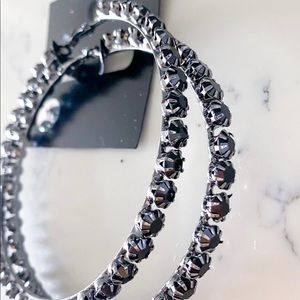 Black Rhinestone Hoop Earrings